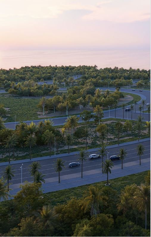 Luxury outdoor greenery and open seating in Bnw Fashion Tv Acacia at Al Marjan Island,  Ras Al Khaimah