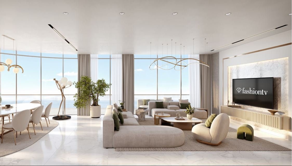 Luxury living room interiors in Bnw Fashion Tv Acacia at Al Marjan Island,  Ras Al Khaimah