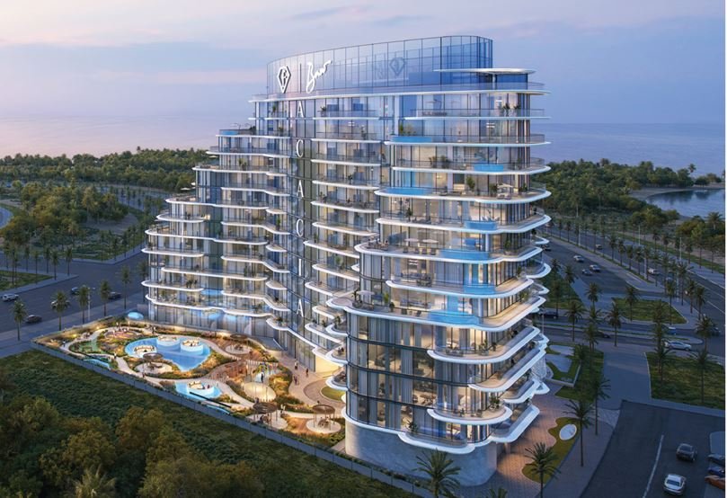 Luxury beachfront property at night in Bnw Fashion Tv Acacia at Al Marjan Island,  Ras Al Khaimah