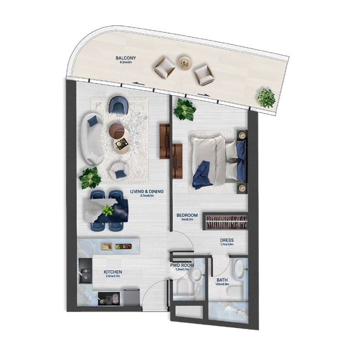 Detailed floor plan – Bnw Fashion Tv Acacia at Al Marjan Island, Ras Al Khaimah