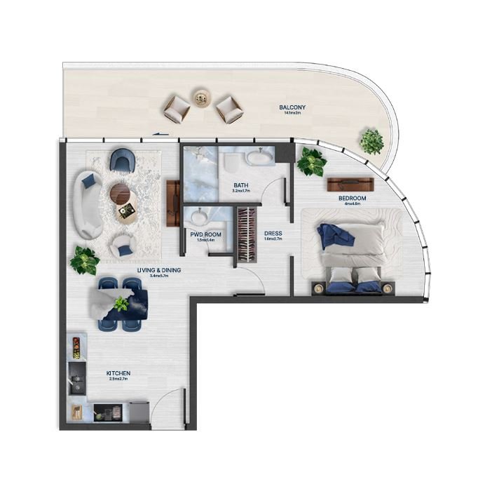 Detailed floor plan – Bnw Fashion Tv Acacia at Al Marjan Island, Ras Al Khaimah