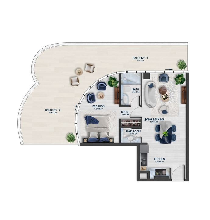 Detailed floor plan – Bnw Fashion Tv Acacia at Al Marjan Island, Ras Al Khaimah