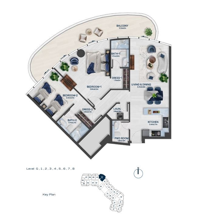 Detailed floor plan – Bnw Fashion Tv Acacia at Al Marjan Island, Ras Al Khaimah