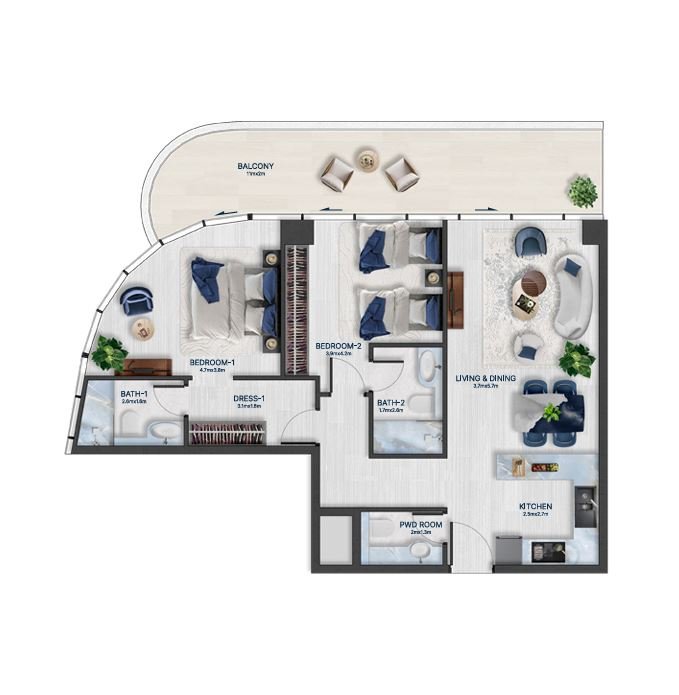 Detailed floor plan – Bnw Fashion Tv Acacia at Al Marjan Island, Ras Al Khaimah