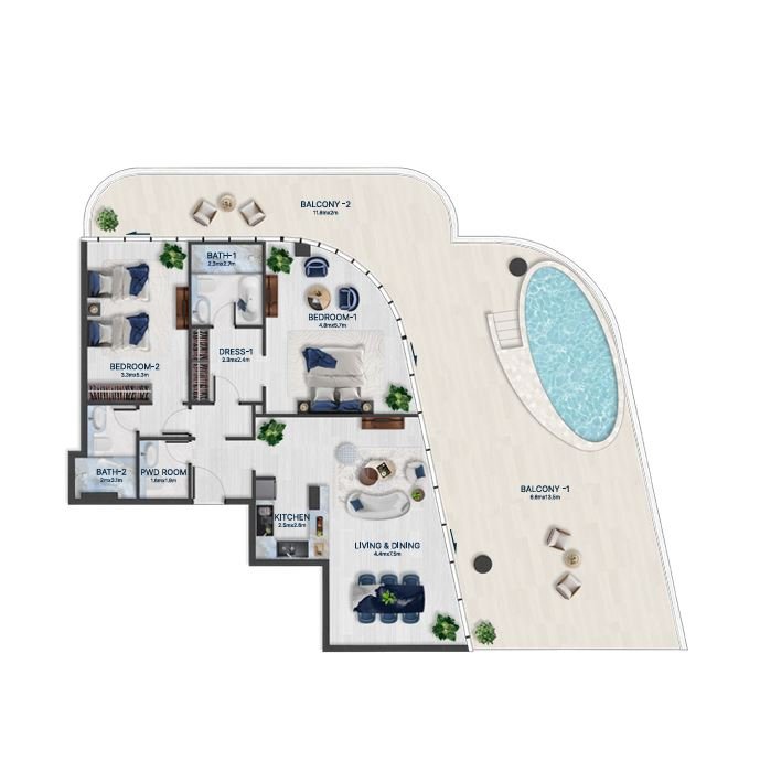 Detailed floor plan – Bnw Fashion Tv Acacia at Al Marjan Island, Ras Al Khaimah