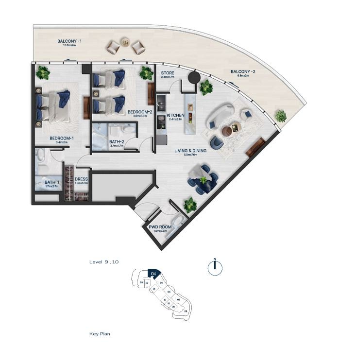 Detailed floor plan – Bnw Fashion Tv Acacia at Al Marjan Island, Ras Al Khaimah