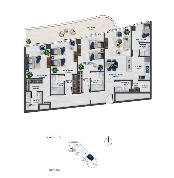 Detailed floor plan – Bnw Fashion Tv Acacia at Al Marjan Island, Ras Al Khaimah