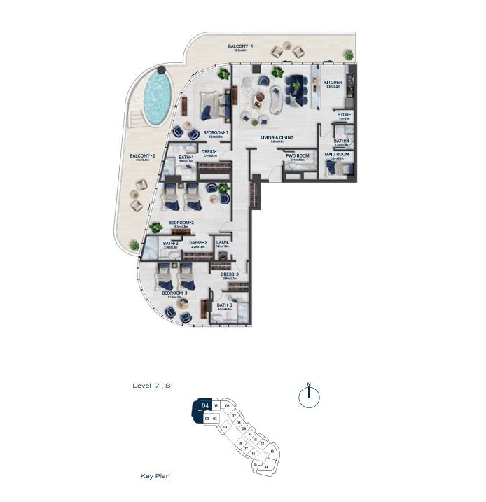 Detailed floor plan – Bnw Fashion Tv Acacia at Al Marjan Island, Ras Al Khaimah